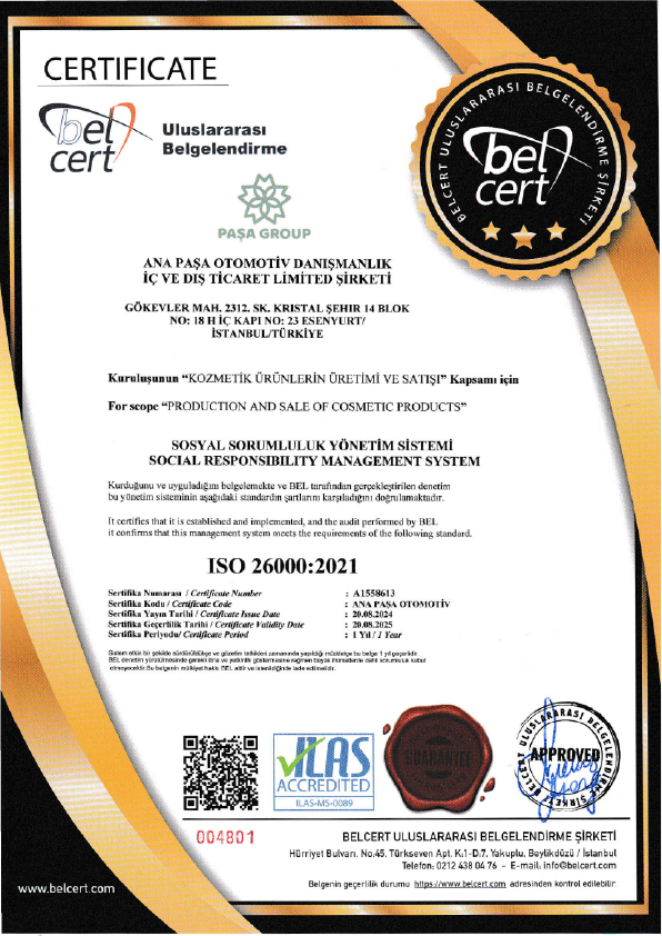 Certified rozy PAŞA GROUP