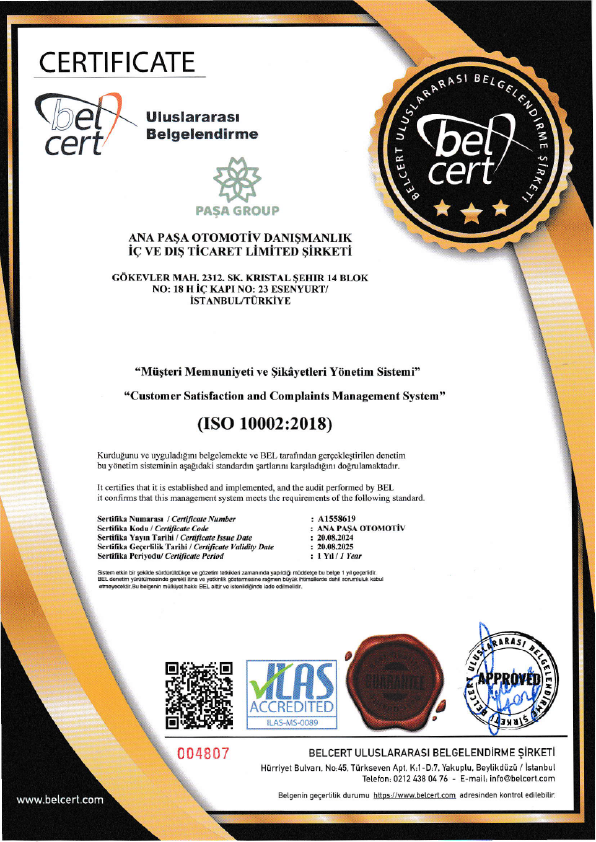 Certified rozy PAŞA GROUP